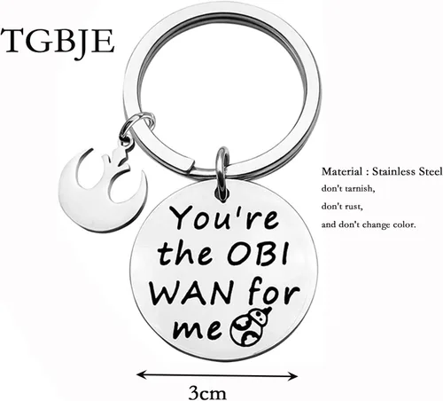 Vista 2 de Regalo para novio inspirado en la película, regalo con texto en inglés "You Are The OBI WAN For Me", llavero de regalo para marido