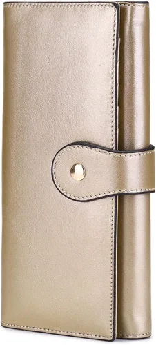 Vista 3 de Cartera para mujer de piel larga RFID de tres pliegues para tarjetas de damas
