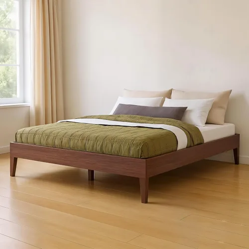 Vista 14 de Grain & Grove Cama con plataforma Bear (matrimonial), roble en relieve marrón oscuro