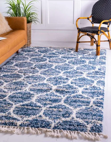 Vista 14 de Unique Loom Hygge Shag Collection - Alfombra de área enrejado (2 pies 2 pulgadas x 3 pies, rectangular, marfil / gris)