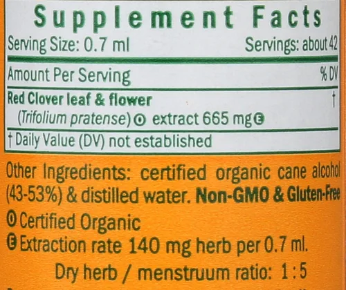 Vista 3 de Herb Pharm Gotas de extracto líquido de trébol rojo orgánico certificado, 1 onza