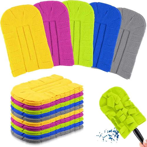Vista 20 de Zubebe 3 piezas de repuesto de plumero de forro polar reutilizables, plumeros planos de plumas, almohadillas de limpieza lavables para múltiples