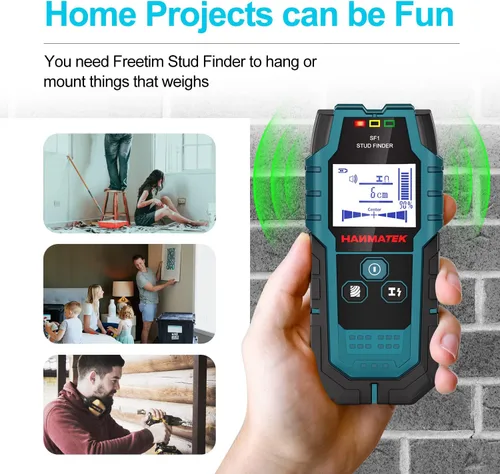 Vista 3 de HANMATEK Detector de Pernos de Pared con Sensor Inteligente Pro, Alarma de Audio y Pantalla LCD HD, Herramienta de Detector de Pernos 5 en 1