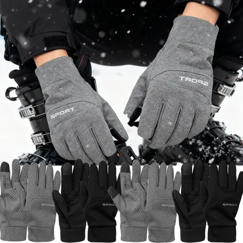 Vista 4 de Guantes de invierno para hombres y mujeres, guantes de ciclismo resistentes al viento para clima frío para hombres, guantes de correr al aire libre