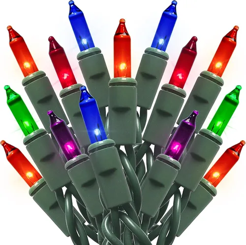 Vista 9 de MULTI-SPARKING Guirnalda de luces de Navidad rosadas, 35 unidades, incandescentes, mini luces de Navidad rosadas para árboles pequeños