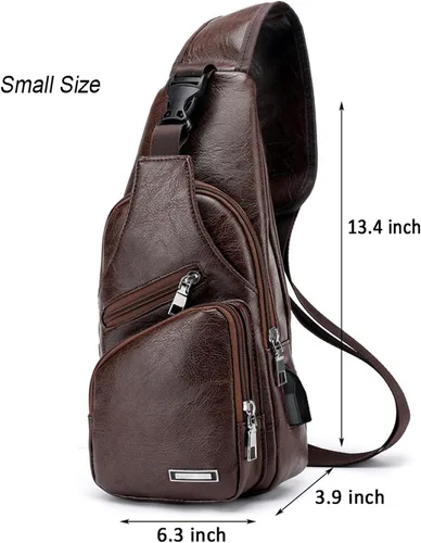 Vista 2 de Seoky Rop Bolso bandolera para hombre con puerto de carga USB