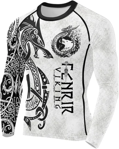 Vista 2 de FORMONIES POD Viking - Camiseta de compresión para hombre, manga larga, capa base para jiu jitsu