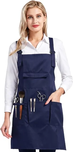 Vista 9 de Nanxson Delantal ajustable para mujer, delantal de trabajo profesional con bolsillos para herramientas CF3010 Negro