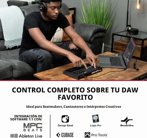 Vista 2 de [Usado] Akai Professional MPK Mini MK3 - Controlador de teclado MIDI USB de 25 teclas con 8 almohadillas de percusión con retroiluminación, 8