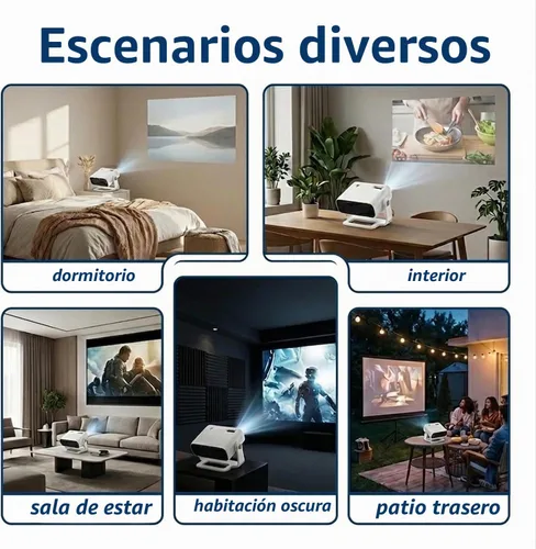 Vista 4 de Wielio Proyector inteligente 2026 Android TV con WiFi 6 y Bluetooth 5.0