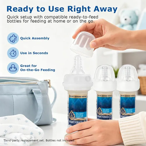 Vista 4 de Tetinas de flujo medio, pezones reutilizables compatibles con botellas Similac & Enfamil listas para alimentar y la mayoría de botellas estándar