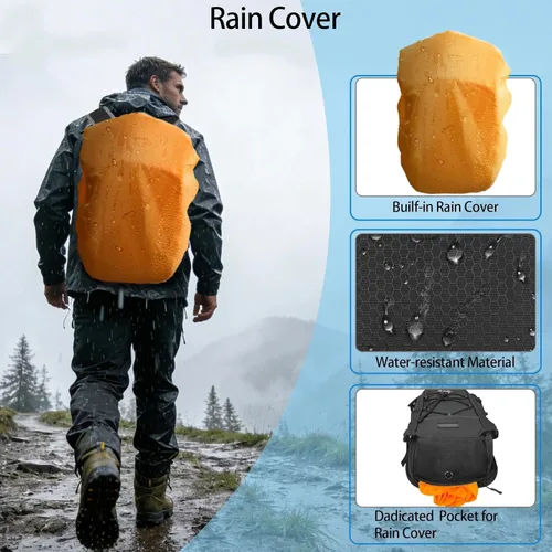 Vista 5 de WOLT Mochila de hidratación 18L para senderismo, mochila de agua con bolsa de agua de 2L para hombres y mujeres, paquete de hidratación para correr