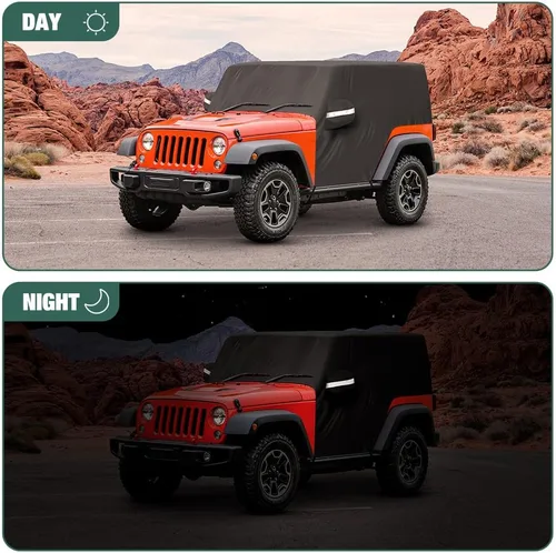 Vista 4 de Funda impermeable para cabina de automóvil compatible con Jeep Wrangler todos los submodelos de 2 puertas 1987-2022 para todo tipo de clima, 6