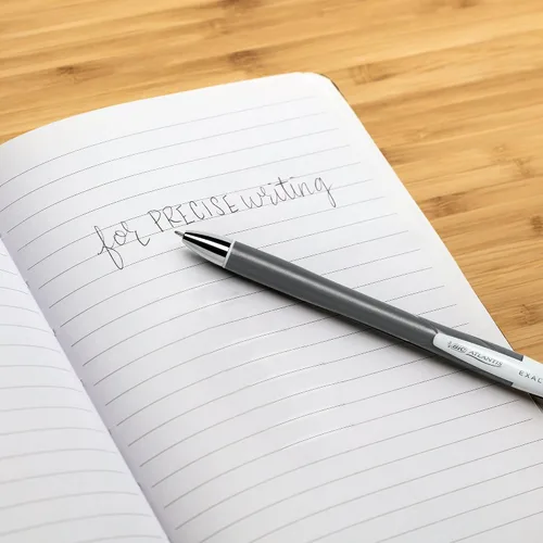 Vista 4 de BIC Glide Exact - Bolígrafos retráctiles de punta negra, punta fina (0.7mm), paquete de 12 unidades, bolígrafos negros de escritura ultra suave