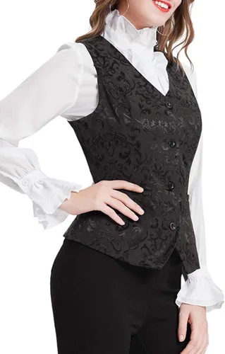 Vista 4 de GRACE KARIN Chaleco Waistcoat para Mujer Vestido Vintage Steampunk Chaqueta Jacquard