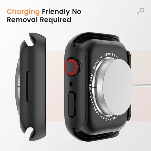 Vista 5 de Goton Estuche de Privacidad Resistente al Agua para Apple Watch Protector de Pantalla, Película de Vidrio Templado Anti-Espía Funda de PC Rígida