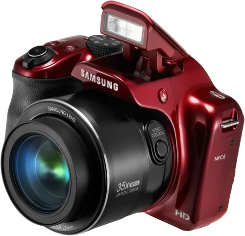 Vista 4 de Samsung WB1100F Cámara digital Smart WiFi & NFC de 16.2MP CCD con zoom óptico de 35x, pantalla LCD de 3.0" y video HD de 720p (Rojo)