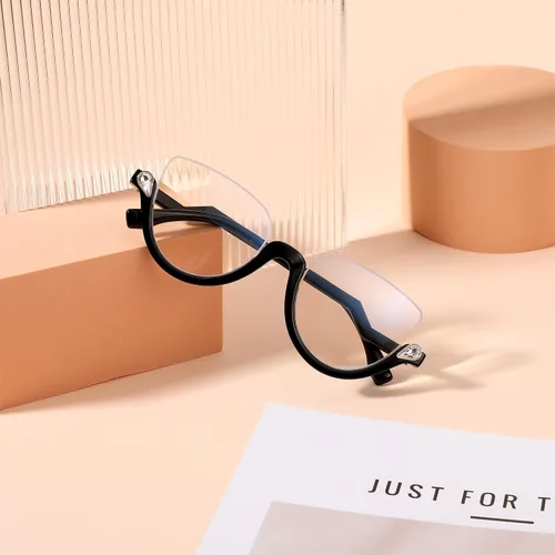 Vista 4 de FEISEDY Gafas de lectura para las mujeres moda medio marco ojo de gato gafas antideslumbrantes B0067 Negro