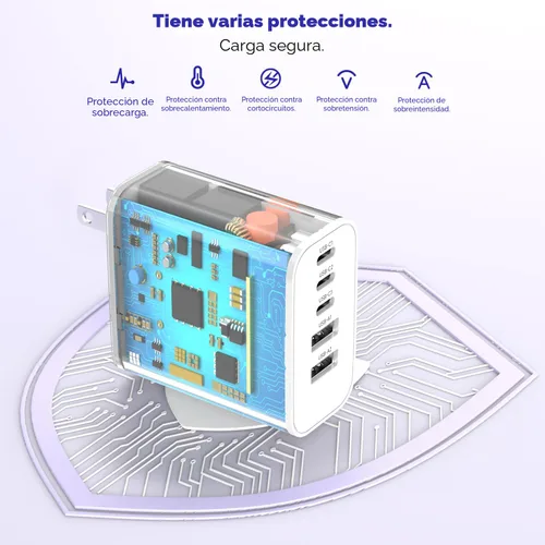 Vista 5 de Bloque de carga rápida para iPhone 17/16, paquete de 2 bloques de carga USB de 60 W, adaptador de carga de 5 puertos para Apple iPhone cargador