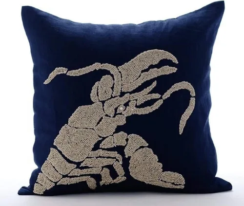 Vista 5 de The HomeCentric Fundas de almohada decorativas azules de 12 x 12 pulgadas (11.8 x 11.8 in), acolchadas de jacquard y almohadas bordadas para sofá