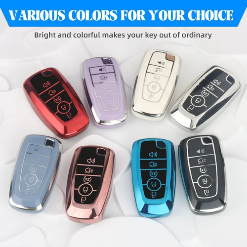 Vista 6 de QBUC para Ford Funda para llavero con llavero, Funda de TPU suave para llave de coche Compatible con Ford Fusion F150 F250 F350 F450 F550 Edge