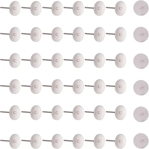 Vista 24 de Craftdady Juego de 60 aretes de acero inoxidable de 0.197 in, dorados, plateados, dorados, plateados, aretes en blanco, kit de fabricación
