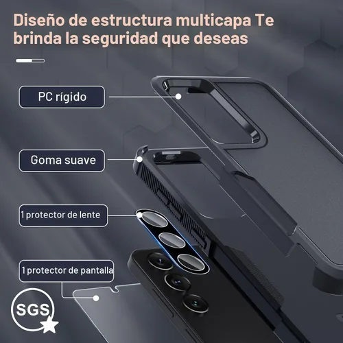 Vista 3 de Funda para Samsung Galaxy S24 FE, Cuerpo Completo Resistente de Servicio Pesado Robusta a Prueba de Golpes Funda Protectora para Teléfono con Correa