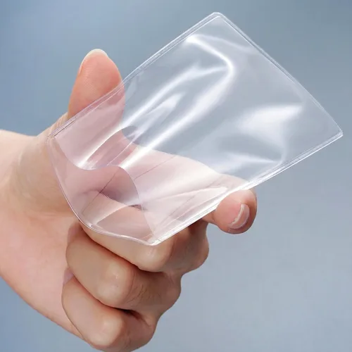 Vista 7 de Paquete de 30 fundas transparentes para tarjetero, impermeables, con apertura lateral, fundas protectoras de PVC suave para tarjetas de crédito