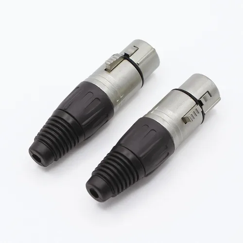 Vista 4 de Conector de cable XLR de 4 pines XLR de 4 pines hembra Conector de conector de cable de micrófono Adaptador de audio para micrófono, negro+plata