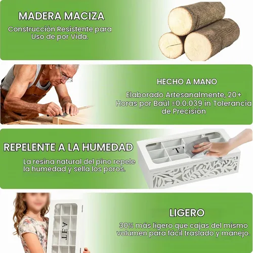 Vista 5 de Organizador de caja de té de madera, almacenamiento de bolsa de té