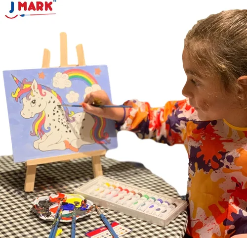 Vista 7 de J MARK Juego de pintura para niños, juego de pintura acrílica todo incluido para niños, suministros de pintura seguros