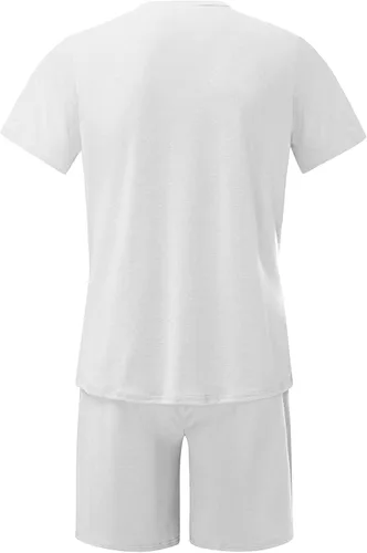 Vista 4 de Sinzelimin Conjunto deportivo de verano para hombre, conjunto de 2 piezas, camiseta de manga corta y pantalones cortos, conjunto deportivo casual