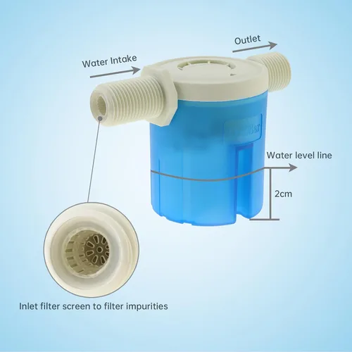 Vista 3 de Válvula de flotador de agua 2Pack 1/2 "Válvula automática de control de nivel de agua NPT macho Válvula de flotador azul NPT Entrada macho
