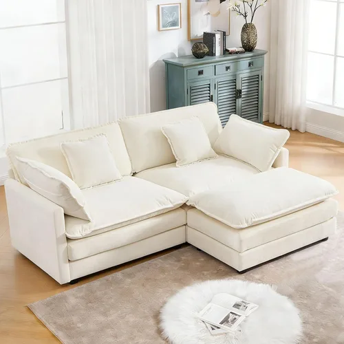 Vista 32 de GNIXUU Sofá modular de 76 pulgadas, sofá biplaza beige de 2 plazas, cómodos asientos de felpilla de 25 pulgadas de profundidad con 2 almohadas