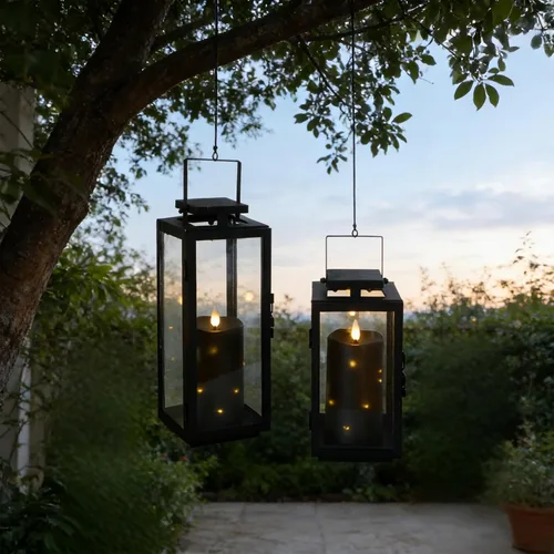 Vista 4 de Lezonic Velas Negras Sin Llama Impermeables para Exteriores con Control Remoto, 4 Piezas de Velas LED que Funcionan con Baterías con Llama