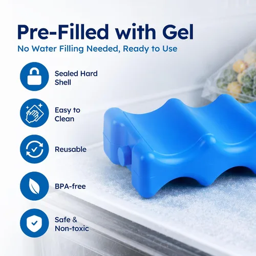 Vista 2 de Bolsa de hielo para enfriadores, almacenamiento de botellas de leche materna, caja de almuerzo, paquete de congelador contorneado aislado, paquete