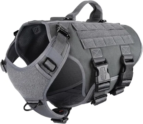 Vista 7 de ICEFANG GN3 Arnés táctico para perro con hebilla 6X, chaleco Molle para perro con asa, cobertura corporal 3/4, panel de gancho y bucle para parche