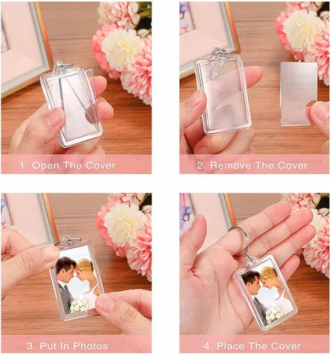 Vista 8 de Llavero de fotos Marco de fotos llavero colgante recuerdo de foto hebilla decorativa creativo DIY regalo llavero