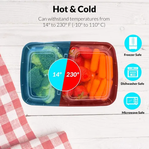 Vista 4 de Reli. Contenedores de preparación de comidas de 30 onzas (paquete de 50) - Cajas de comida para llevar y llevar con tapas
