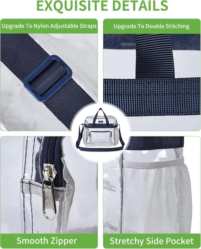 Vista 73 de MAY TREE Bolsa transparente para eventos en estadios de 12 x 6 x 12 pulgadas, bolsa de almuerzo transparente con correas reforzadas para trabajo