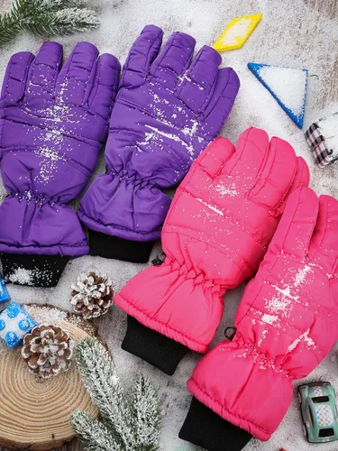 Vista 7 de Guantes de esquí de invierno para niños de Boao, impermeables, guantes cálidos para la nieve, guantes de dedo completo para niños pequeños y bebés