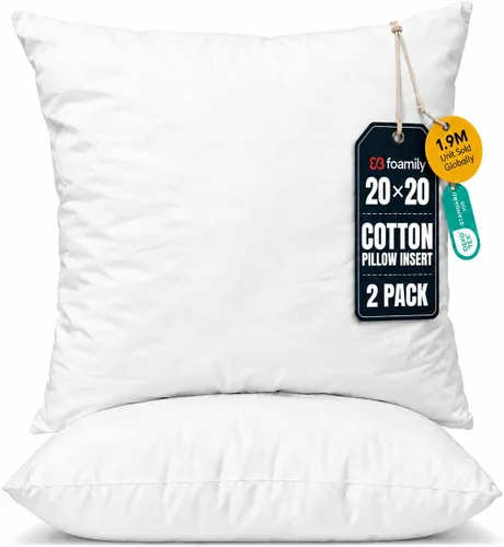 Vista 22 de Foamily Insertos de almohada 100% algodón de 12 x 12 pulgadas, rellenos de almohada para almohadas decorativas para sofá y cama, relleno de almohada
