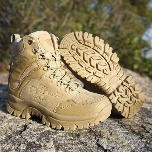 Vista 7 de Einplus Botas tácticas militares de combate para hombre, resistentes al agua, ligeras, botas de trabajo