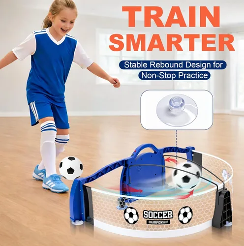 Vista 3 de Dreamon Entrenador de fútbol para niños, equipo de entrenamiento de fútbol interior para fiestas y juegos en casa, 2 modos de juego con puntuación