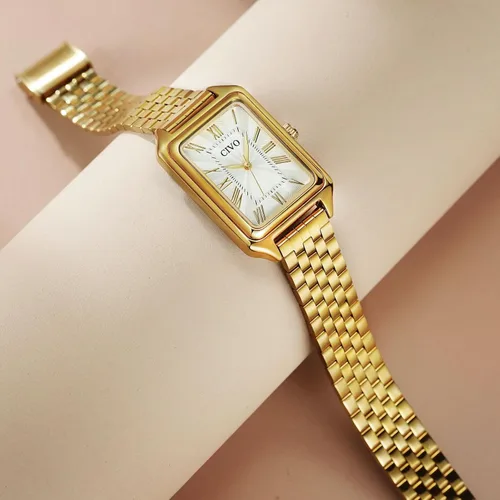Vista 5 de CIVO Watches for Women with Small Wrists Vintage Quartz Bracelet Watch with Roman Dial - Gold Three-Hand Stainless Steel Watch - Gifts for