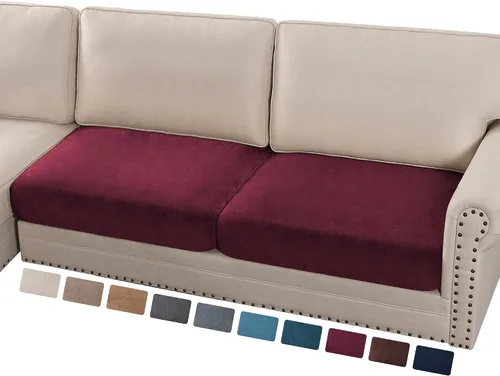 Vista 107 de PrinceDeco Fundas de cojín para sofá, funda elástica y lavable, funda de cojín ajustable de tela de terciopelo antideslizante, protector de muebles