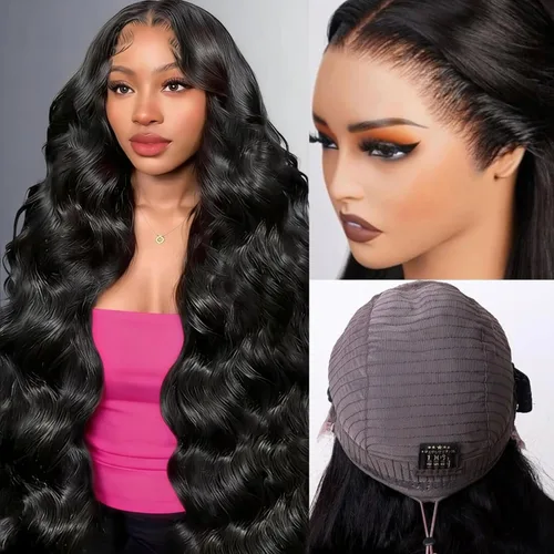 Vista 13 de Wear and Go - Pelucas de cabello humano sin pegamento, precortadas, pelucas de encaje frontal de cabello humano ondulado con cordón, densidad 180