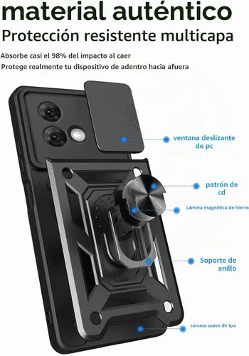 Vista 7 de CCSmall Funda para Motorola G84 5G con cubierta deslizante para cámara SJ Negro