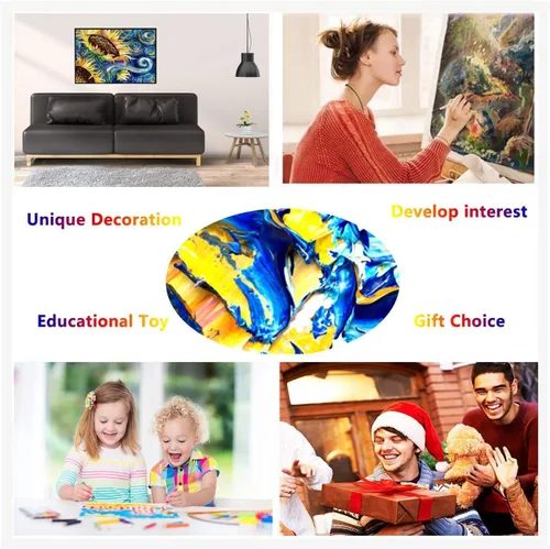 Vista 7 de Diymood Pintura por números para adultos y niñas, pintura al óleo DIY planta acrílica por números kits para niños adultos principiantes