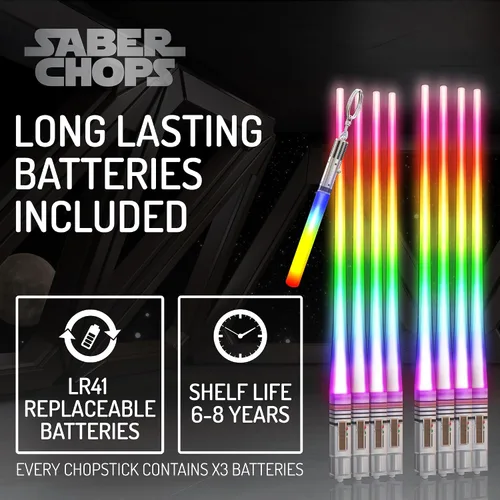 Vista 3 de Lightsable - Palillos de sable de sable de luz LED con luz brillante, palillos de sable de sushi, reutilizables, divertidos, Geeky Starwars, juego